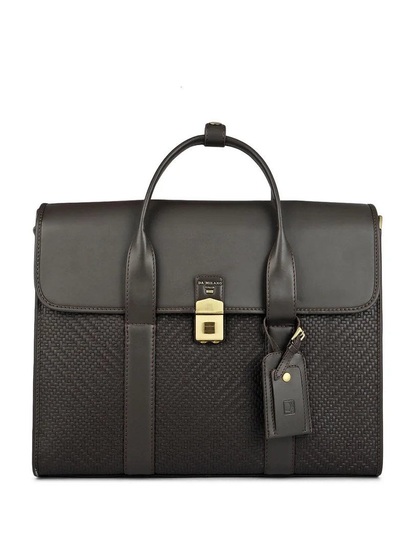دا ميلانو حقيبة لاب توب جلد طبيعي بني من دا ميلانو
