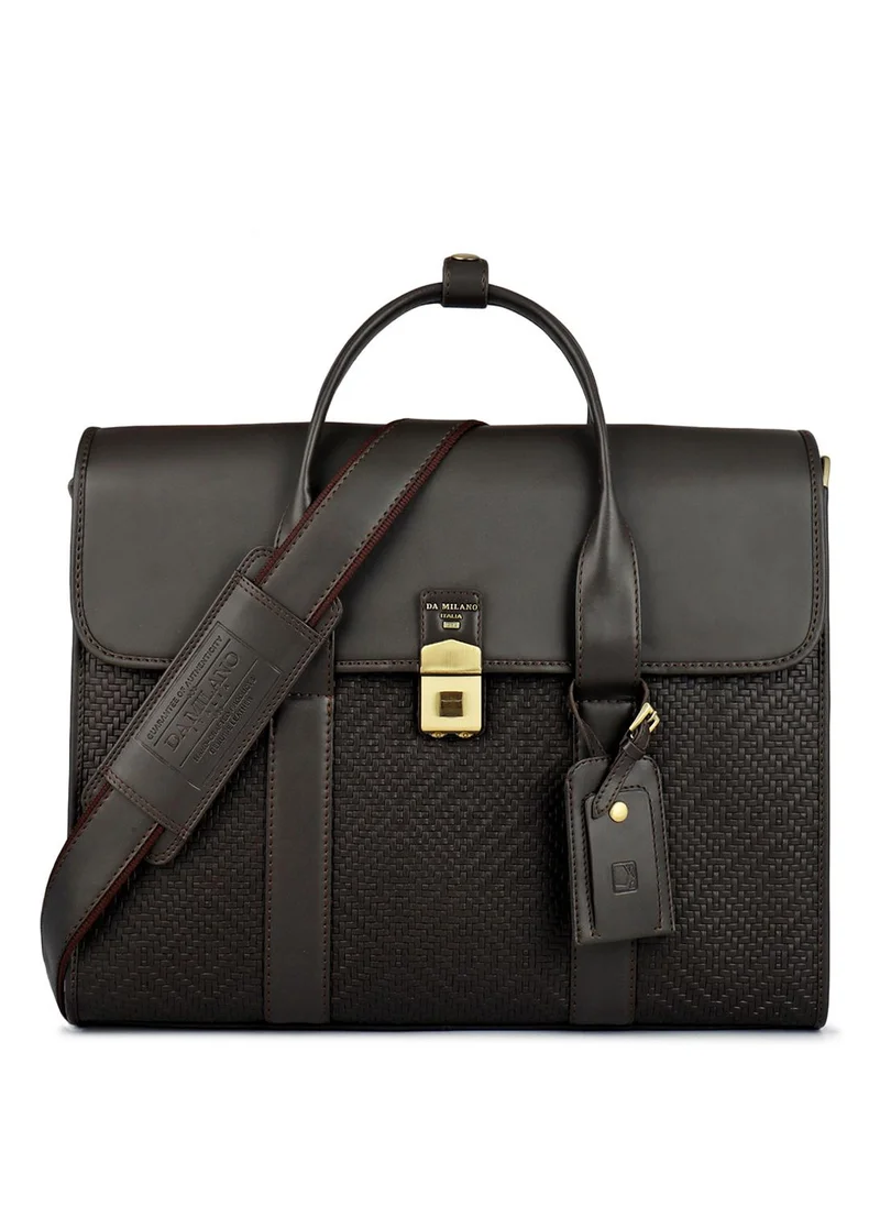 دا ميلانو حقيبة لاب توب جلد طبيعي بني من دا ميلانو