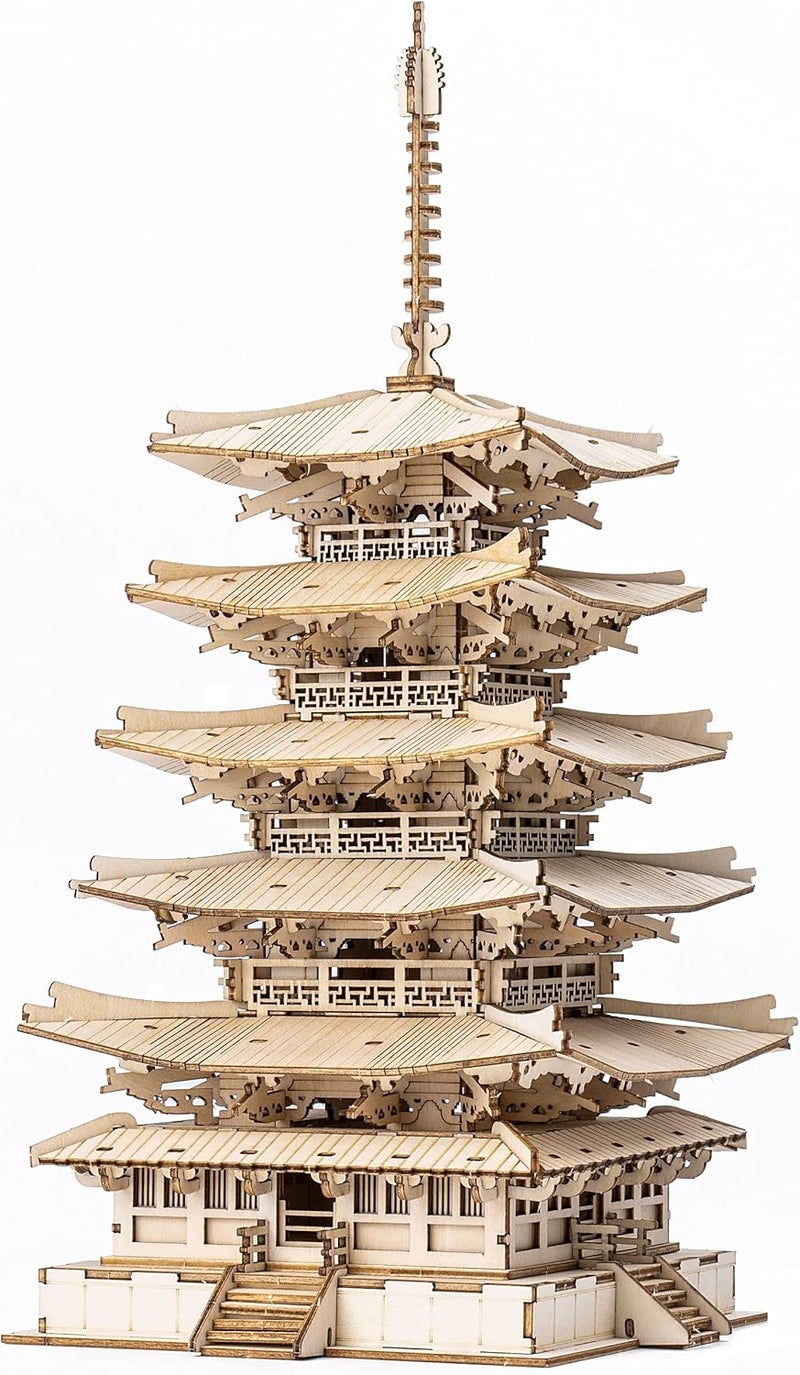 Rolife Wood Model Kits for Adults to Build 3D Puzzles DIY Five-storied Pagoda Birthday Unique Gifts for Friends or Family - Image 1