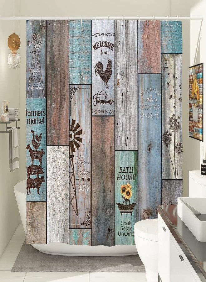 Witzest Farmhouse Rustic Shower Curtain Set Vintage Country Shower Curtains for Bathroom Wood Farmhouse Bathroom Decor Polyester Fabric-72" x 72" - Image 3