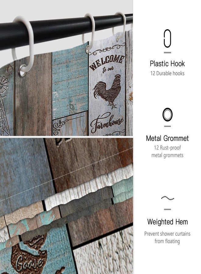 Witzest Farmhouse Rustic Shower Curtain Set Vintage Country Shower Curtains for Bathroom Wood Farmhouse Bathroom Decor Polyester Fabric-72" x 72" - Image 5