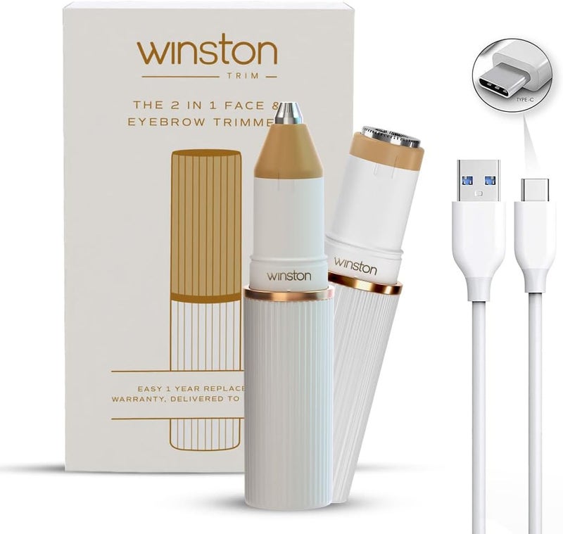 WINSTON Rechargeable 2 in 1 Trimmer for Women, Eyebrow Trimmer, Face Trimmer | Facial Trimmer for Hair Remover, Upper Lip, Forehead, Nose & Ear Trimmer - 1 Year Warranty - Image 1