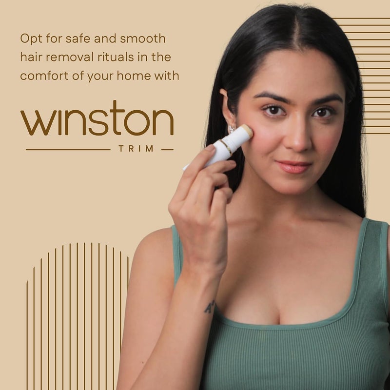 WINSTON Rechargeable 2 in 1 Trimmer for Women, Eyebrow Trimmer, Face Trimmer | Facial Trimmer for Hair Remover, Upper Lip, Forehead, Nose & Ear Trimmer - 1 Year Warranty - Image 3