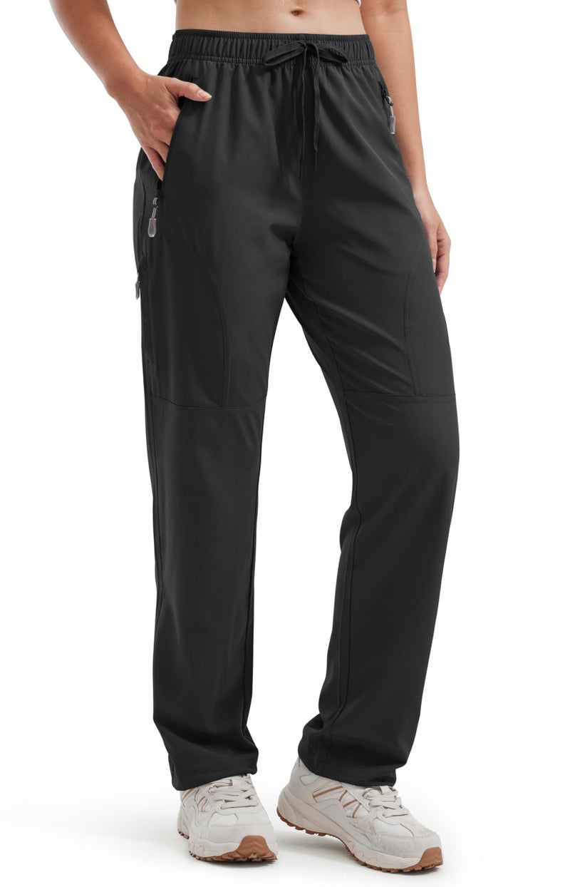 Libin Women's Hiking Pants Lightweight Quick Dry Cargo Pants Casual Safari Work Travel Outdoor Clothes Regular 29" Black M - Image 1