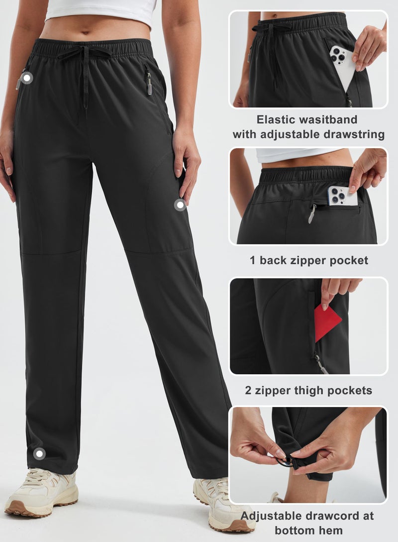 Libin Women's Hiking Pants Lightweight Quick Dry Cargo Pants Casual Safari Work Travel Outdoor Clothes Regular 29" Black M - Image 5