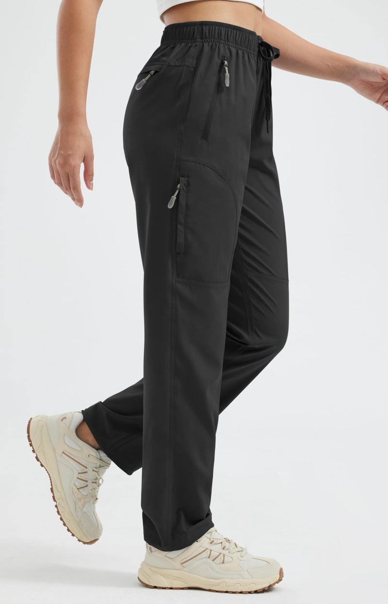Libin Women's Hiking Pants Lightweight Quick Dry Cargo Pants Casual Safari Work Travel Outdoor Clothes Regular 29" Black M - Image 4