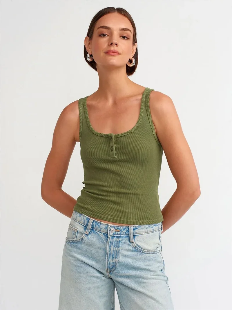 ديلفين Dilvin Sleeveless Slim-fit Jersey Blouse