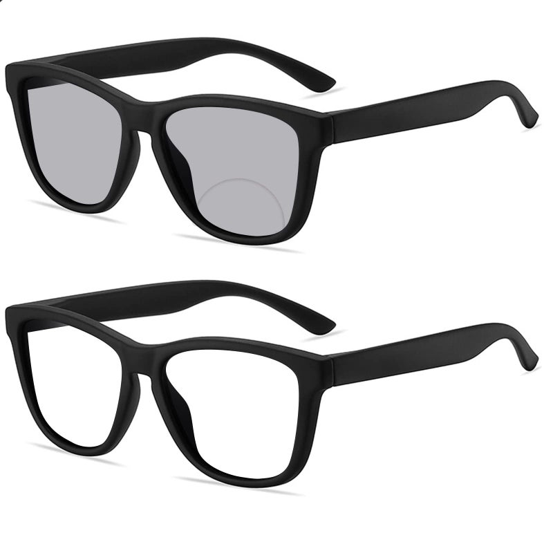 mincl Transition Sunglasses Photochromic Bifocal Reading Glasses for Men Stylish Sports Computer Readers Anti Eyestrain Glare black 125x