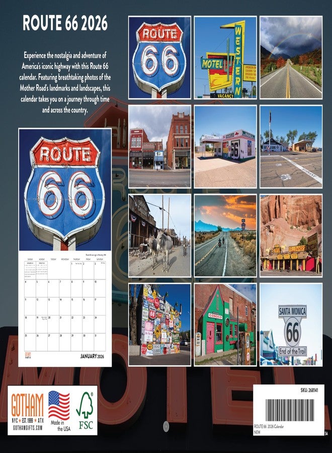 Poster Foundry تقويم الطريق 66 لعام 2026، تقويم حائط شهري للطريق 66، 12 شهرًا | صنع في الولايات المتحدة الأمريكية - Image 2