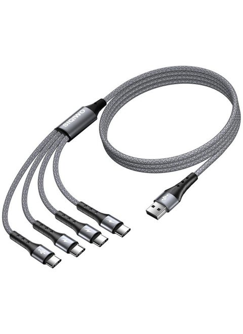 Multi USB C Cable Fast Charging, [4FT/2 Pack] QC 3.0(3A) USB C Splitter Cable, 4 in 1 Charger Cord with 4 Type C Port, for iPhone 16/15 Series, iPad Air/Pro, Samsung Galaxy S24 S23, Pixel, PS5