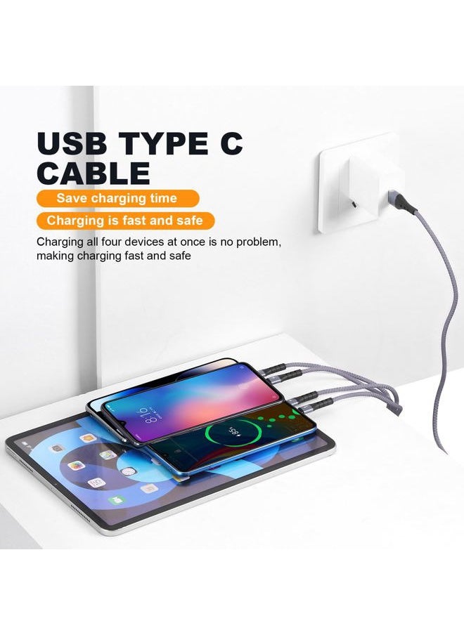Multi USB C Cable Fast Charging, [4FT/2 Pack] QC 3.0(3A) USB C Splitter Cable, 4 in 1 Charger Cord with 4 Type C Port, for iPhone 16/15 Series, iPad Air/Pro, Samsung Galaxy S24 S23, Pixel, PS5
