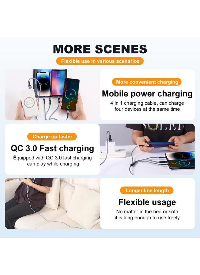 Multi USB C Cable Fast Charging, [4FT/2 Pack] QC 3.0(3A) USB C Splitter Cable, 4 in 1 Charger Cord with 4 Type C Port, for iPhone 16/15 Series, iPad Air/Pro, Samsung Galaxy S24 S23, Pixel, PS5