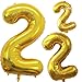 GOER Gold Foil Balloons Number 2Huge Number Balloons for 2nd Birthday Party Supplies Anniversary Decorations3 pcs42 inch32 inch16inch - Image 4