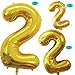 GOER Gold Foil Balloons Number 2Huge Number Balloons for 2nd Birthday Party Supplies Anniversary Decorations3 pcs42 inch32 inch16inch - Image 2
