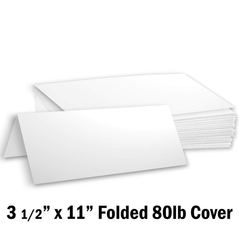 Hamilco Blank Tent Name Place Table Cards 3 1/2" x 11" Folded Card Stock - White Cardstock Paper 80lb Cover - 100 Pack - Image 2