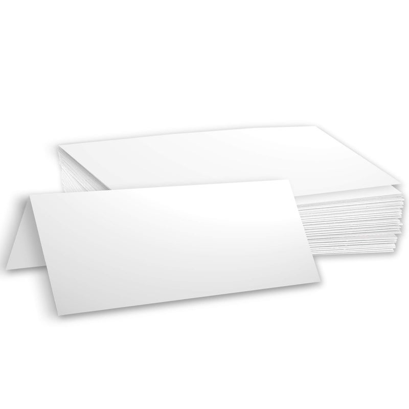 Hamilco Blank Tent Name Place Table Cards 3 1/2" x 11" Folded Card Stock - White Cardstock Paper 80lb Cover - 100 Pack - Image 1