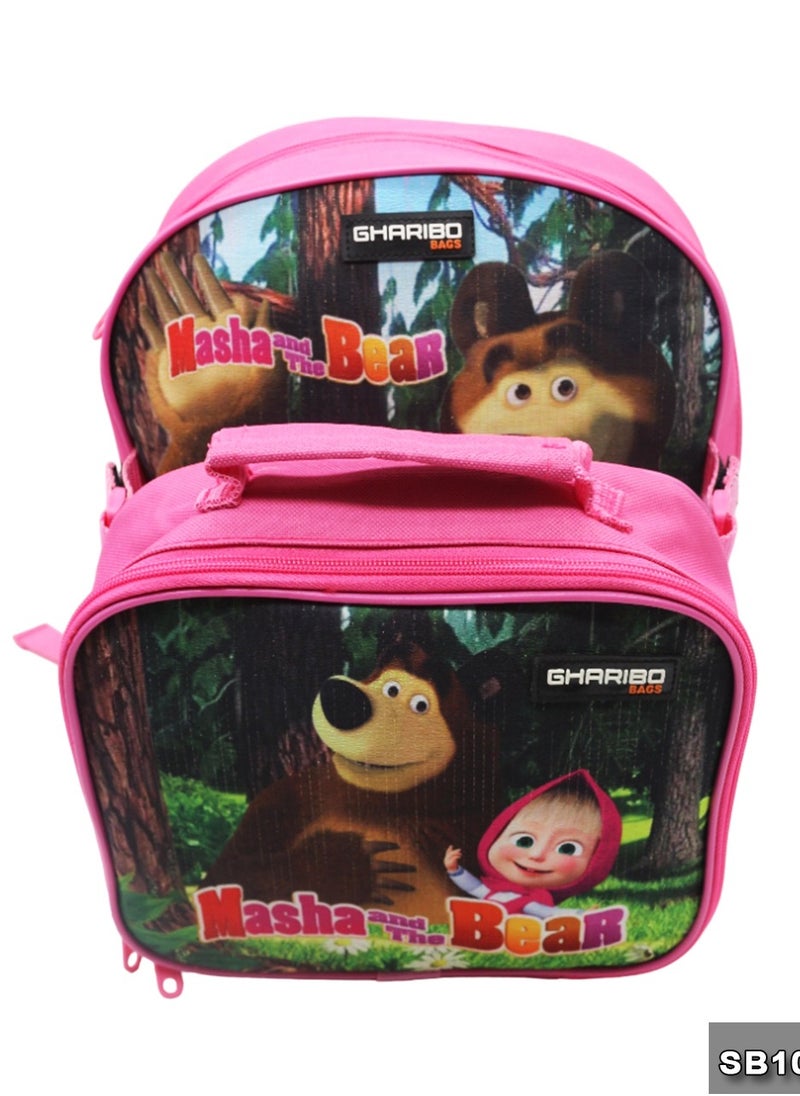 Gharibo Bags School backpack with lunch bag Size 12 Masha and the bear  - Image 1