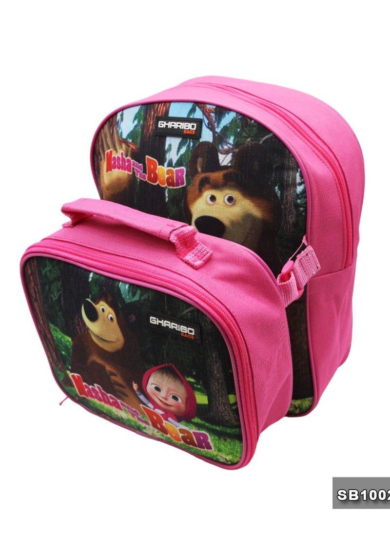 Gharibo Bags School backpack with lunch bag Size 12 Masha and the bear  - Image 4