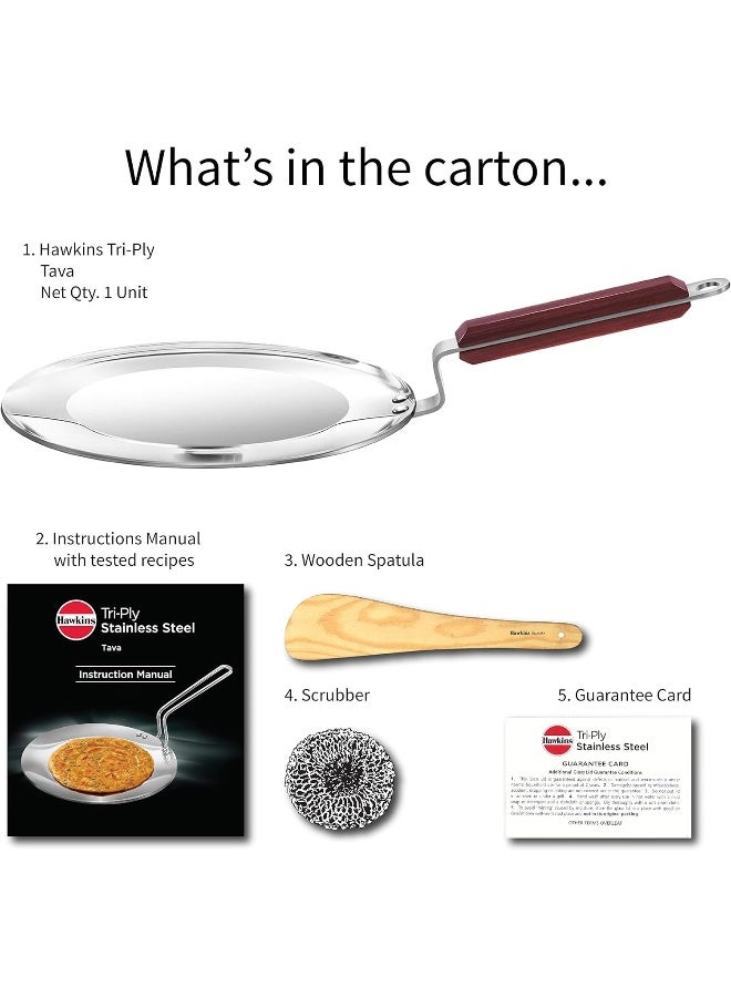 Hawkins طاسة ستانلس ستيل ثلاثية 24 سم مع مقبض ستانلس ستيل للطهي بال induction لون فضي SSTV24 - Image 4