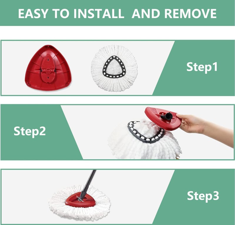Isquene 10 PCS Mop Heads Replacements, Spin Mop Replacement Head Deep Cleaning Machine Washable and Easy-to-Replace,Spin Mop Refill Replacement Head 100% Microfiber,Mop Head for O-Ceda EasyWrin(White) - Image 5