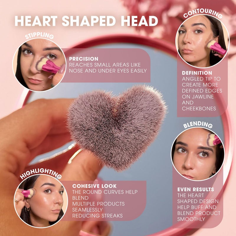 Lamora Blending Liquid Makeup Foundation Brush - Kabuki Contour Brush, Face Buffing Brush With Pro Quality Synthetic Dense Bristles For Stippling Mineral Cream, Powder, Blush - Image 4