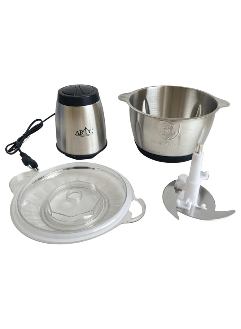 ARTC Food Blender & Meat Mincer | Meat Grinder | Premium Stainless Meat Grinder & Food Processor - 250W Power, 2L Capacity, 4 Blades | Multifunctional Chopper | Chopper For Vegetables, Fruits and Nuts - Image 2