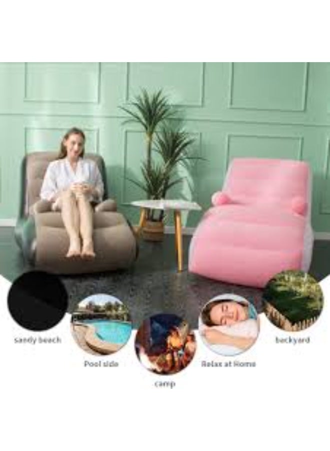 كرسي استرخاء قابل للنفخ بتصميم سميك ومريح على شكل حرف S، سرير كنبة محمول ومريح للبلكونة وغرفة النوم وغرفة المعيشة والتخييم في الأماكن الخارجية والاسترخاء، - Image 2