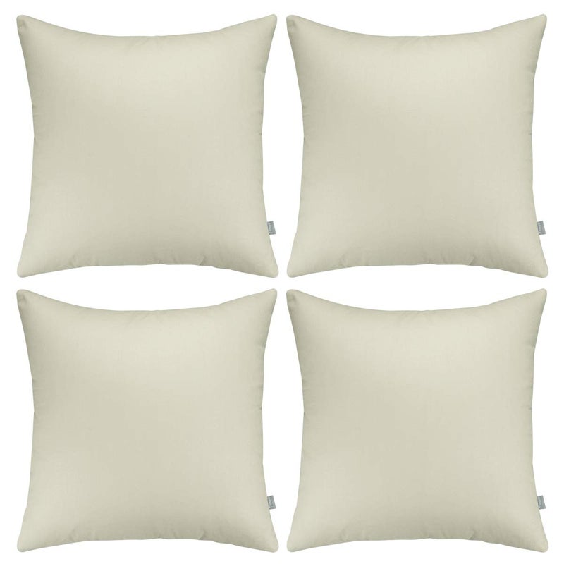 Thmyo 4-Pack 100% Cotton Comfortable Solid Decorative Throw Pillow Case Thmyo Square Cushion Cover Pillowcase Sublimation Blank Pillow Covers DIY Throw Pillowcase for Sofa Bedroom(24x24 inch/ 60x60cm Beige) - Image 1
