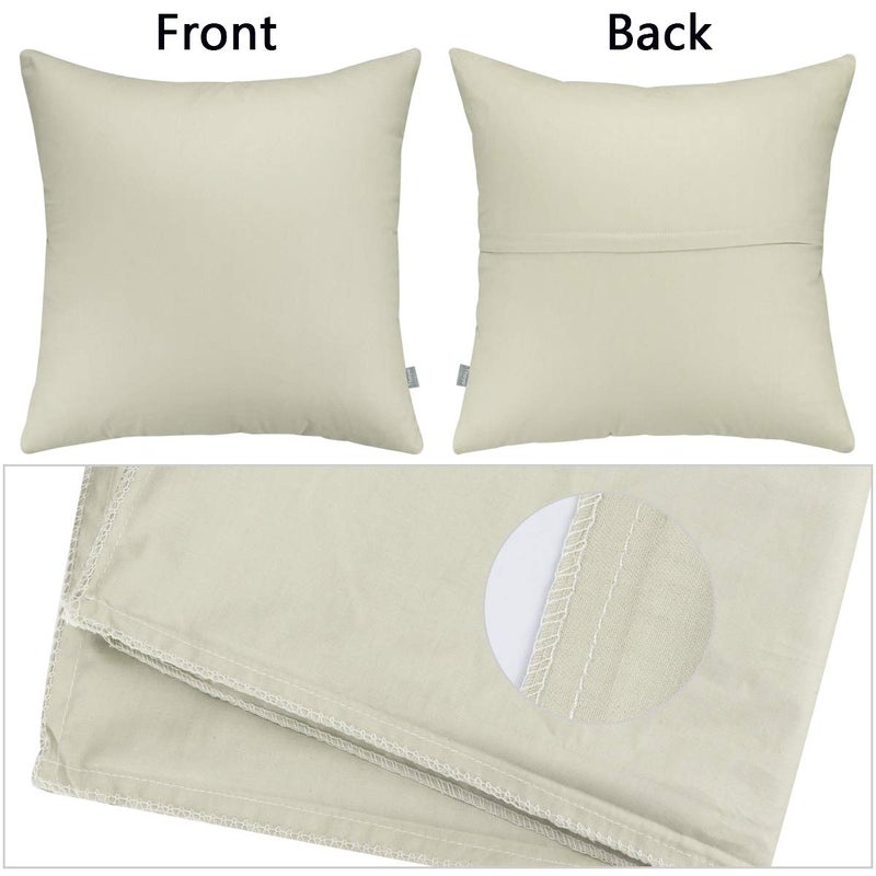 Thmyo 4-Pack 100% Cotton Comfortable Solid Decorative Throw Pillow Case Thmyo Square Cushion Cover Pillowcase Sublimation Blank Pillow Covers DIY Throw Pillowcase for Sofa Bedroom(24x24 inch/ 60x60cm Beige) - Image 5