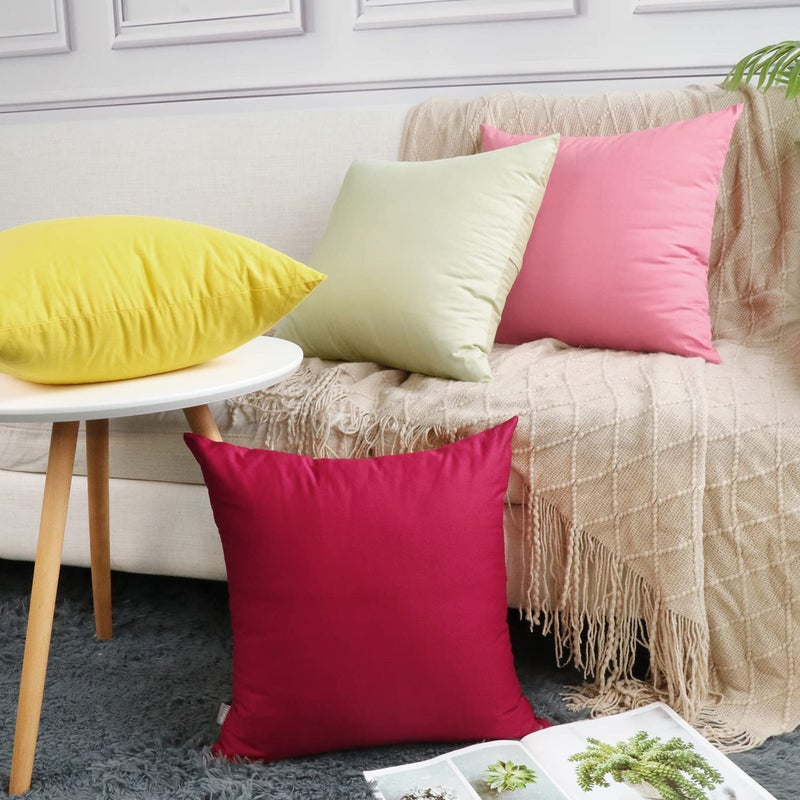 Thmyo 4-Pack 100% Cotton Comfortable Solid Decorative Throw Pillow Case Thmyo Square Cushion Cover Pillowcase Sublimation Blank Pillow Covers DIY Throw Pillowcase for Sofa Bedroom(24x24 inch/ 60x60cm Beige) - Image 3