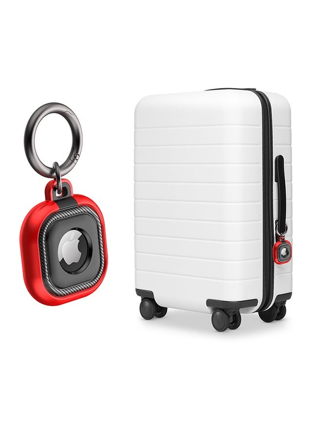 حافظة ل Apple Airtag ، 360 سلسلة مفاتيح واقية صلبة مقاومة للخدش ومقاومة للخدش AirTag ، لحامل مشبك مفاتيح طوق (أسود أحمر) - Image 4