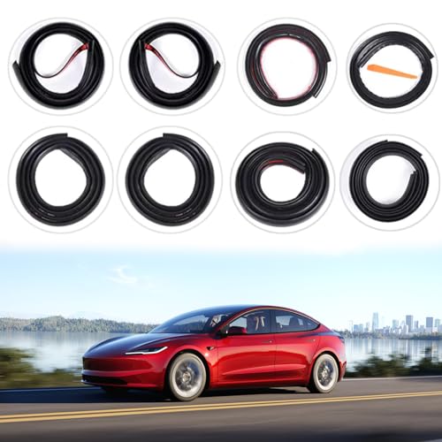 TSTESE 9 Pack Soundproof Sealling Strips Compatible with Tesla Model 3 2020-2024 2025 Accessories Door Seal Kit Soundproof EPDM Rubber Weather Draft Strip Wind Noise Reduction Sound Proofing Kits - Image 1