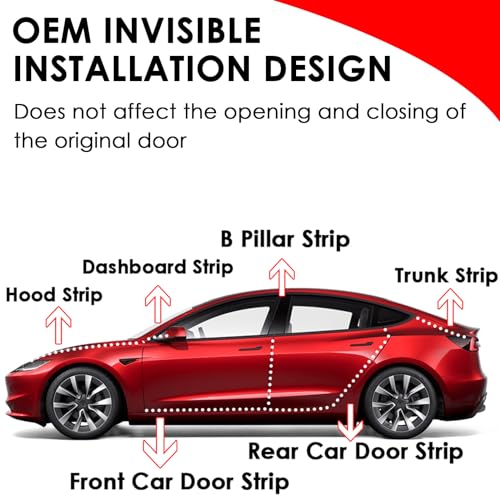 TSTESE 9 Pack Soundproof Sealling Strips Compatible with Tesla Model 3 2020-2024 2025 Accessories Door Seal Kit Soundproof EPDM Rubber Weather Draft Strip Wind Noise Reduction Sound Proofing Kits - Image 2