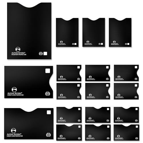 Alpine Rivers RFID Blocking Sleeves | 14 Credit Card Holders, 4 Passport Protectors | Slim Water-Resistant Tear-Resistant | Anti-Theft Identity Protection - Image 1