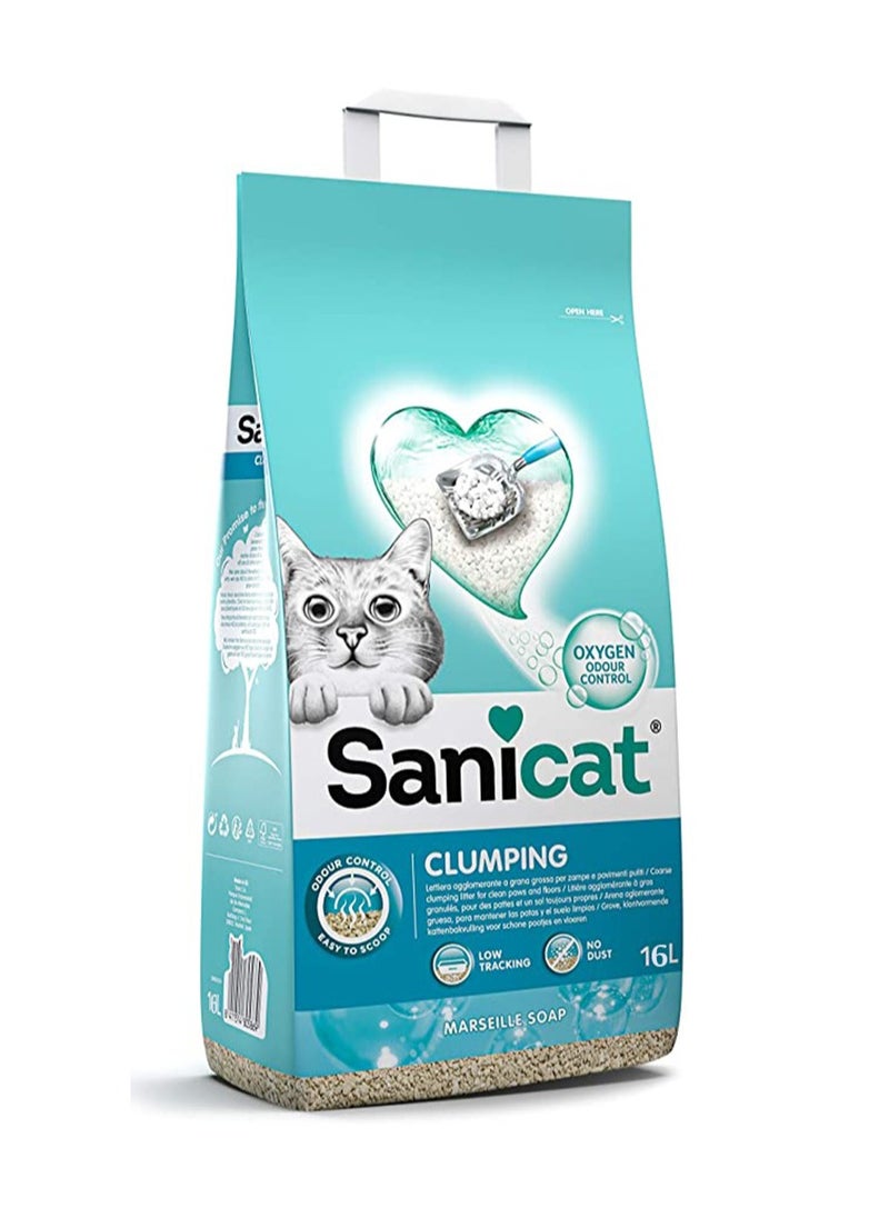 Sanicat Active White Clumping Cat Litter Marseille Soap Scent - dust free 10 L 