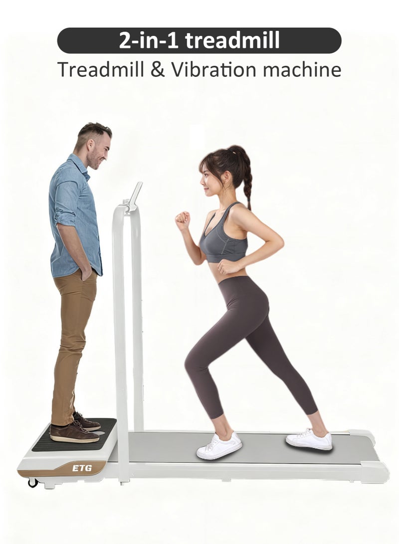 ETG 2-in-1 Foldable Treadmill & Vibration Plate | 0.75HP Quiet Motor | 1-8 KM/H Adjustable Speed | 110KG Capacity | for Home Fitness & Office Walking - Image 1