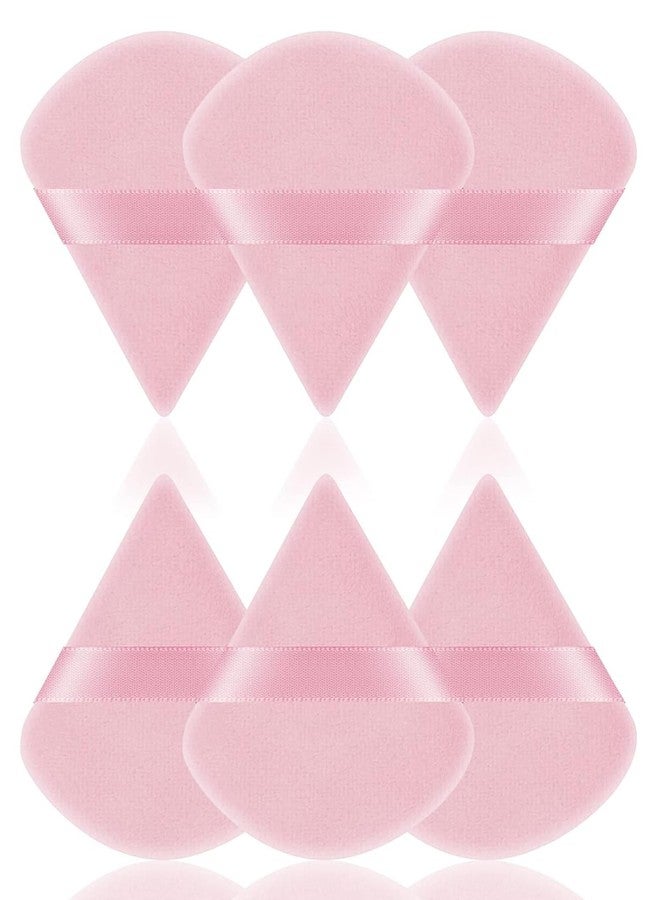 INOVERA (LABEL) 6 Pieces Powder Puff Face Makeup Sponge - Loose Foundation Blending Sponges Set - Triangle Shape Beauty Blender Tool for Wet & Dry Powders (Pink) - Image 2