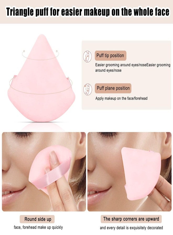 INOVERA (LABEL) 6 Pieces Powder Puff Face Makeup Sponge - Loose Foundation Blending Sponges Set - Triangle Shape Beauty Blender Tool for Wet & Dry Powders (Pink) - Image 4