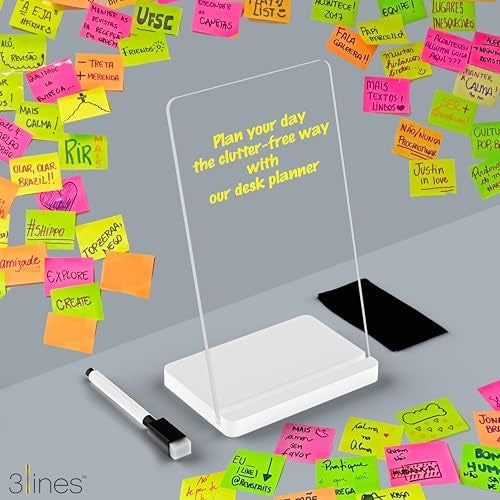 3 Lines to Do List Acrylic Board for Desk (12X8 CM)| Best Planner & Organiser | White Acrylic Base | with Marker & Cleaning Fabric | Everyday Planner for Work Transparent | Small Size - Image 5