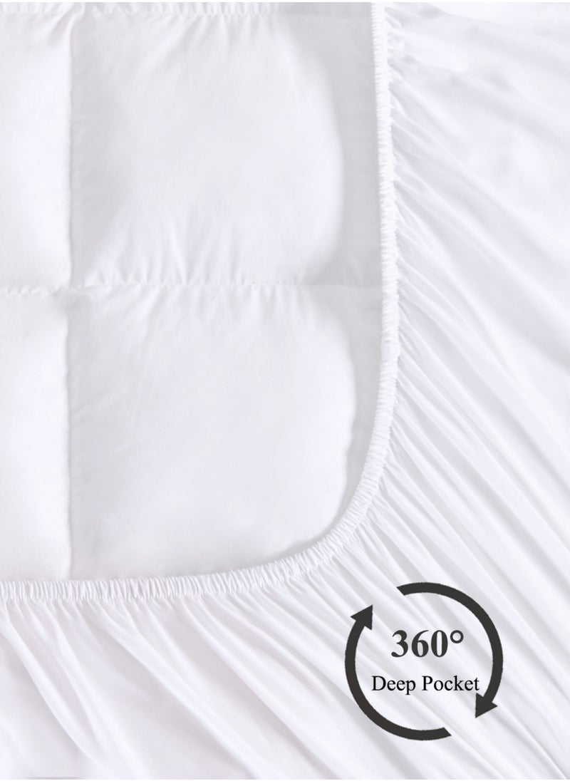 Master Home Textile Cotton Mattress Topper, Fits 120 x 200 cm Single Size Ded, 8 cm Extra Thick, With 30 cm Deep Pocket, Single Size  - Image 3