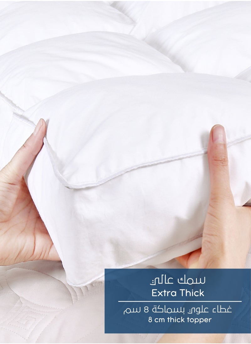 Master Home Textile Cotton Mattress Topper, Fits 120 x 200 cm Single Size Ded, 8 cm Extra Thick, With 30 cm Deep Pocket, Single Size  - Image 4