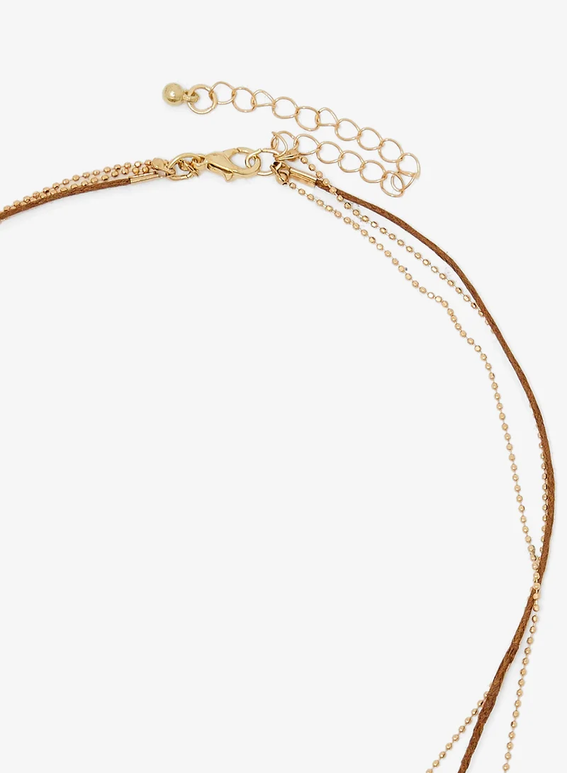 Ginger Gold Layered Drop Down Necklace for Women | Best Price UAE