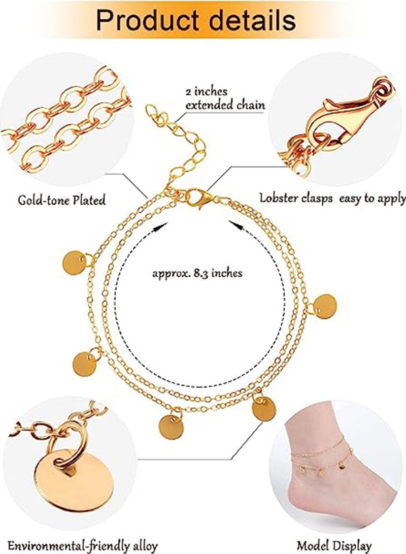 Anklets, Boho Ankle Bracelets Beach Anklets Foot Chains Adjustable Foot Hand Jewelry for Women Girls 16 Pieces - Image 2