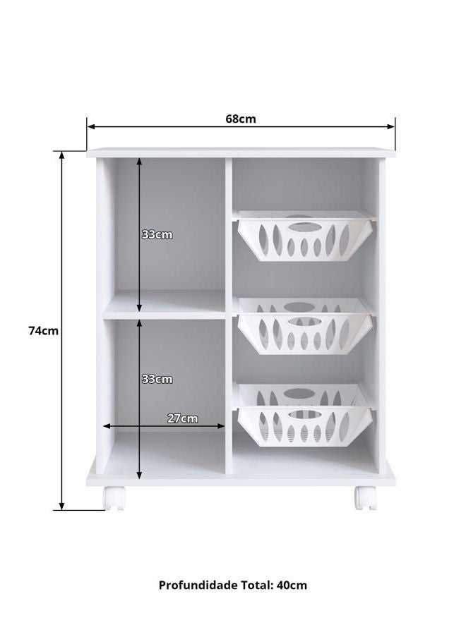 DANUBE HOME خزانة فواكه بباب واحد من Ledian، منظم مطبخ منزلي قوي، أثاث بتصميم حديث لغرفة الطعام وغرفة المعيشة والمطبخ 68 × 40 × 74 سم أبيض  - Image 2