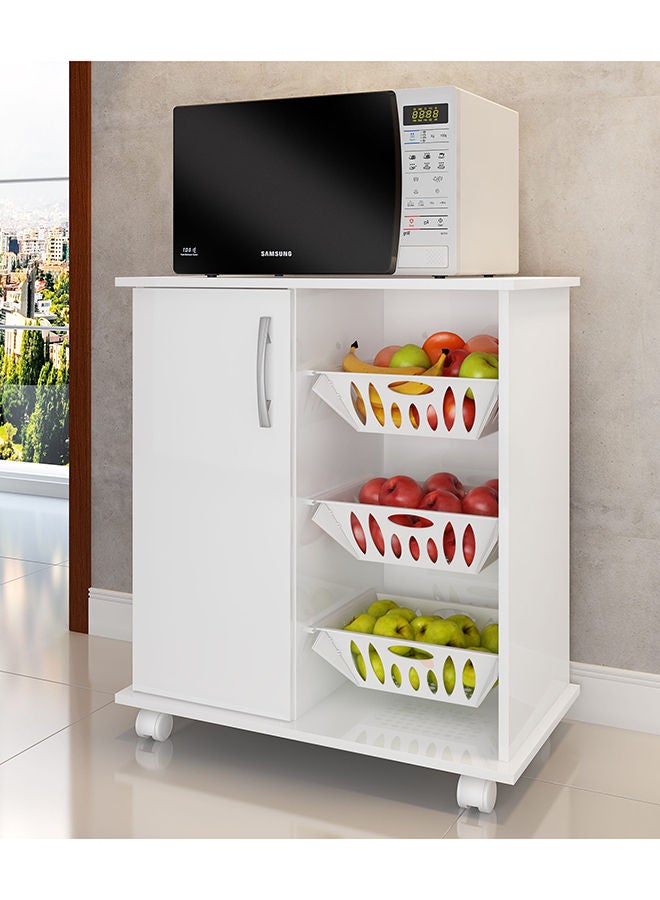 DANUBE HOME خزانة فواكه بباب واحد من Ledian، منظم مطبخ منزلي قوي، أثاث بتصميم حديث لغرفة الطعام وغرفة المعيشة والمطبخ 68 × 40 × 74 سم أبيض  - Image 5