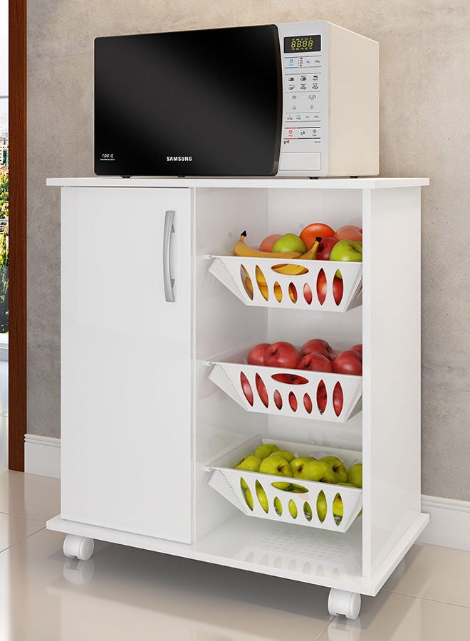 DANUBE HOME خزانة فواكه بباب واحد من Ledian، منظم مطبخ منزلي قوي، أثاث بتصميم حديث لغرفة الطعام وغرفة المعيشة والمطبخ 68 × 40 × 74 سم أبيض  - Image 1