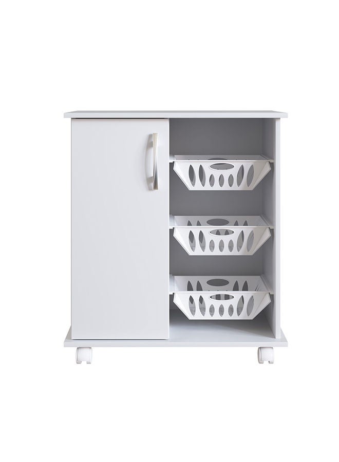 DANUBE HOME خزانة فواكه بباب واحد من Ledian، منظم مطبخ منزلي قوي، أثاث بتصميم حديث لغرفة الطعام وغرفة المعيشة والمطبخ 68 × 40 × 74 سم أبيض  - Image 4