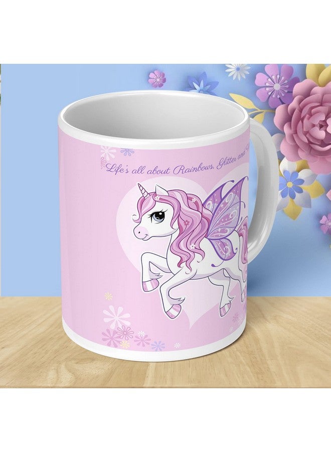 NH10 DESIGNS NH10 Designs Unicorn Printed Coffee Mug for Girls, Unicorn Keychain, Cartoon Mug for Kids Birthday Gift Return Gift Animated Cartoon Mug for Unicorn Lover (Tea, Coffee, Milk Mug UNCRNWTMK 39 - Image 2