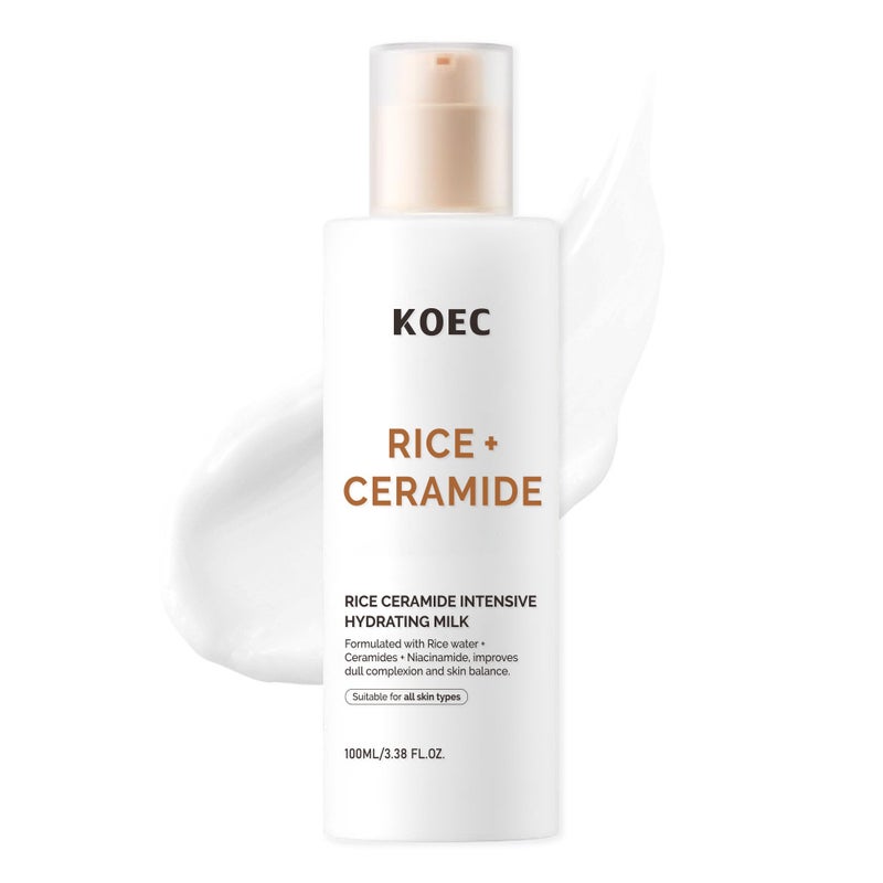 Koec Rice Ceramide Facial Skin Care 4-Piece Set Rice Water + Essence + Moisturizing Milk + Cleansing Powder - Image 1