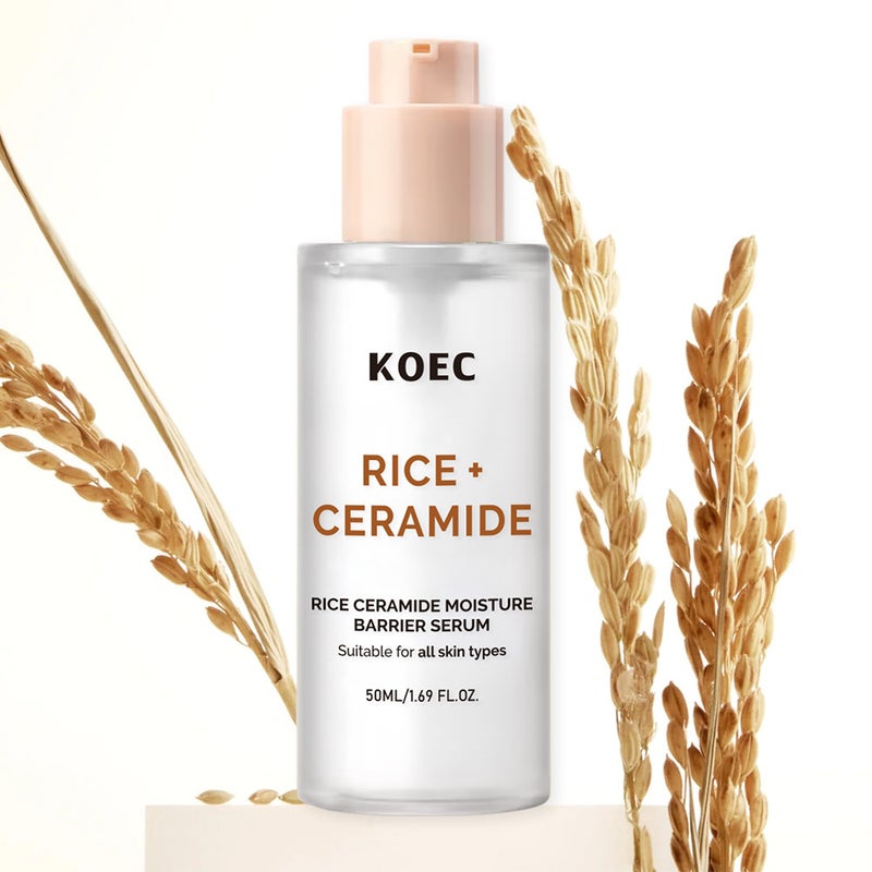 Koec Rice Ceramide Facial Skin Care 4-Piece Set Rice Water + Essence + Moisturizing Milk + Cleansing Powder - Image 5